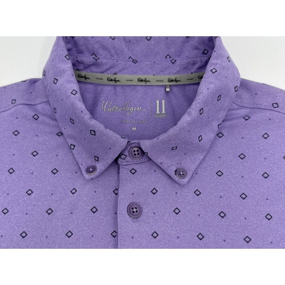 Walter Hagen 11 Majors Polo Men M Purple‎ Geometric Golf Performance